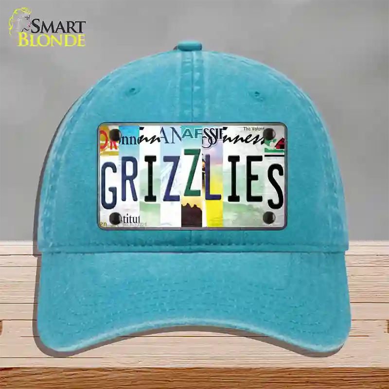 Grizzlies Strip Art Novelty License Plate Hat Tag Unconstructed Cotton / Lake Blue