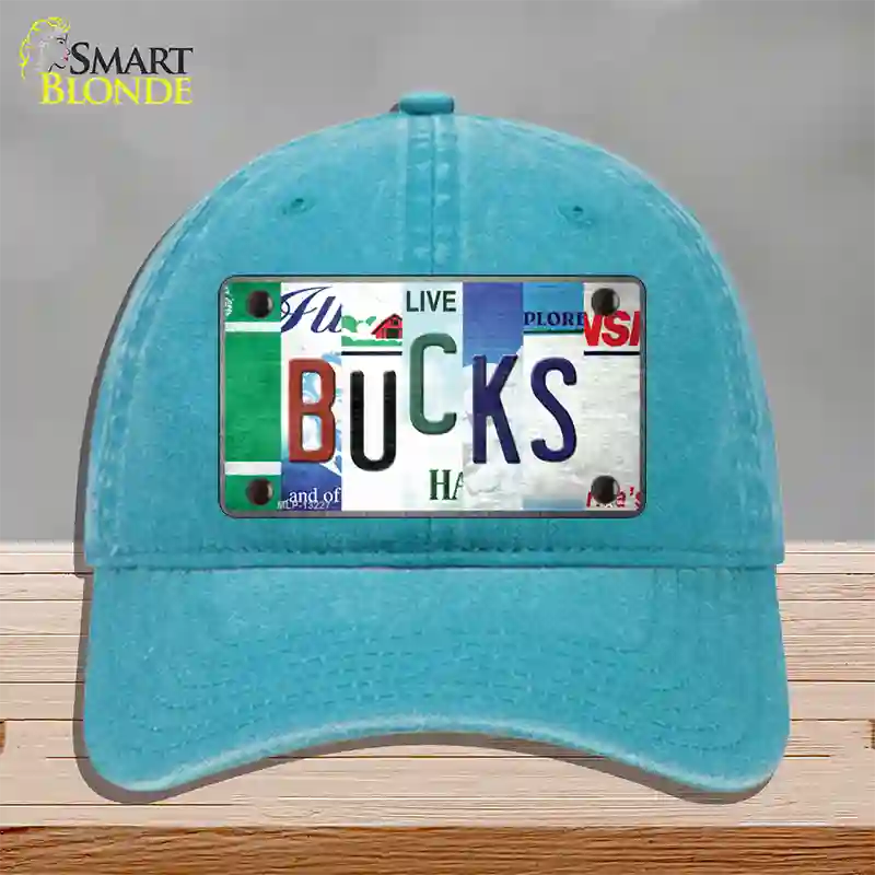 Bucks Strip Art Novelty License Plate Hat Tag Unconstructed Cotton / Lake Blue