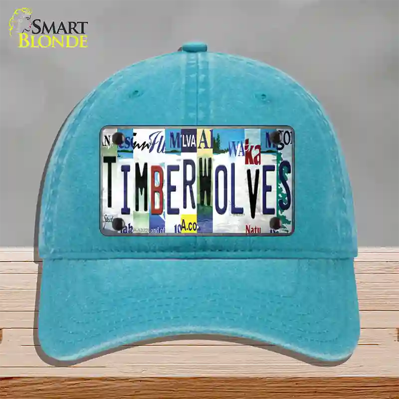 Timberwolves Strip Art Novelty License Plate Hat Tag Unconstructed Cotton / Lake Blue