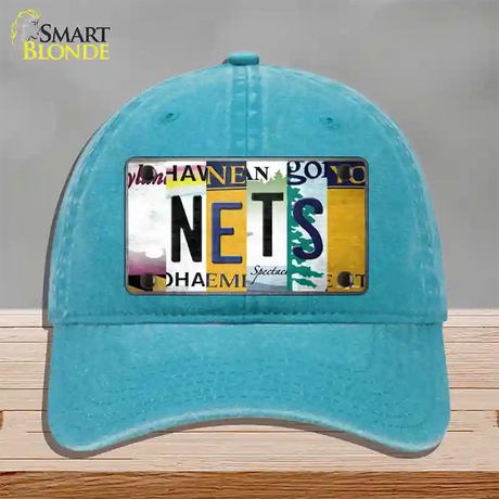 Nets Strip Art Novelty License Plate Hat Tag Unconstructed Cotton / Lake Blue