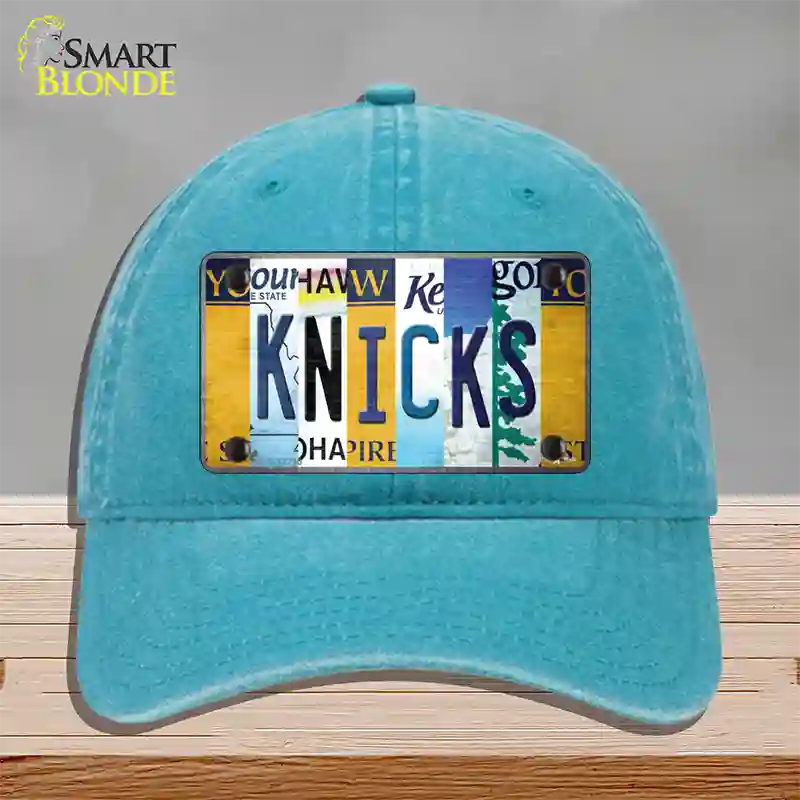 Knicks Strip Art Novelty License Plate Hat Tag Unconstructed Cotton / Lake Blue