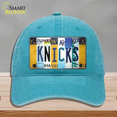 Knicks Strip Art Novelty License Plate Hat Tag Unconstructed Cotton / Lake Blue