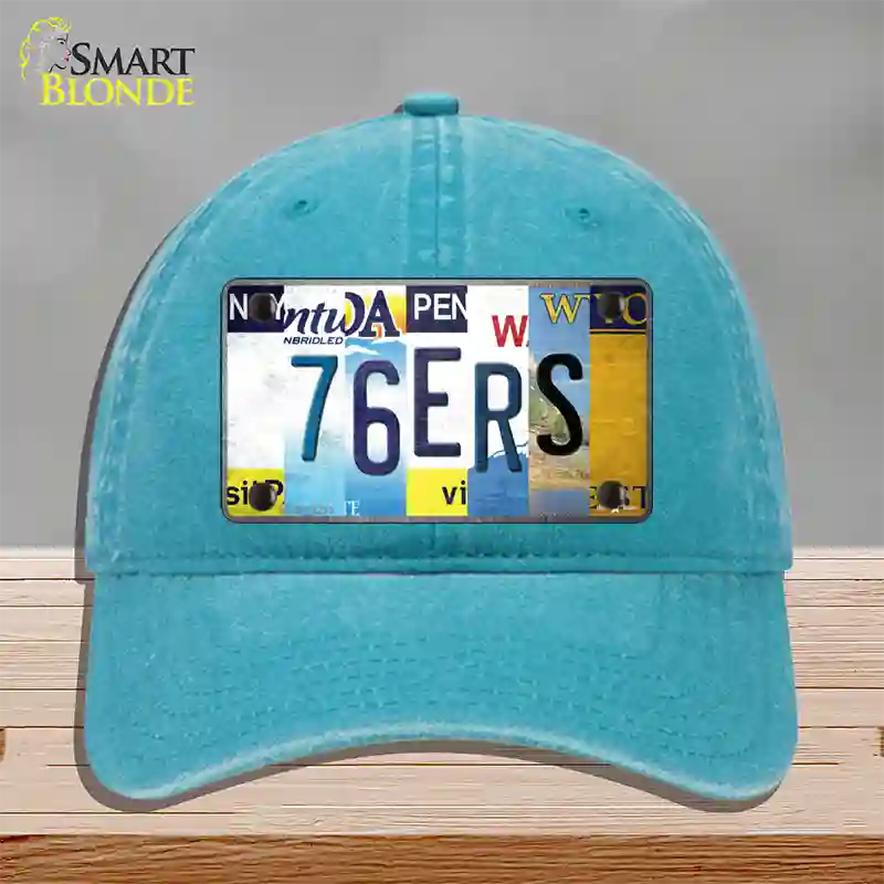 76ers Strip Art Novelty License Plate Hat Tag Unconstructed Cotton / Lake Blue