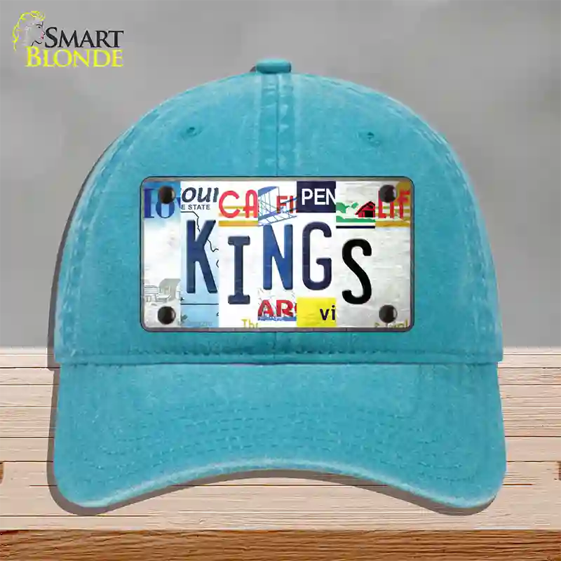 Kings Strip Art Novelty License Plate Hat Tag Unconstructed Cotton / Lake Blue