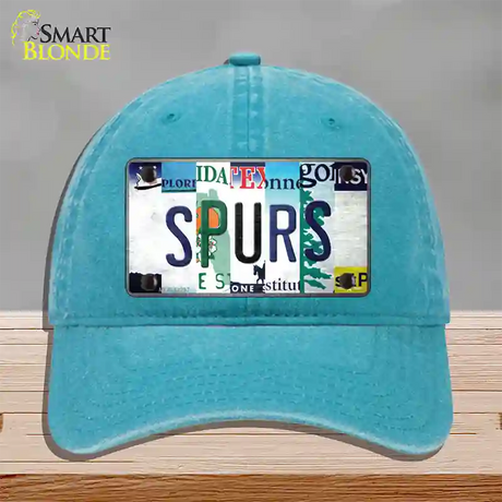 Spurs Strip Art Novelty License Plate Hat Tag Unconstructed Cotton / Lake Blue