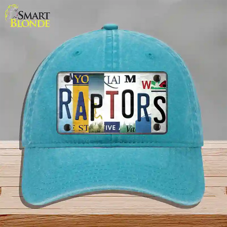 Raptors Strip Art Novelty License Plate Hat Tag Unconstructed Cotton / Lake Blue