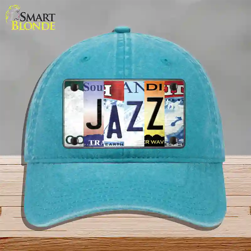 Jazz Strip Art Novelty License Plate Hat Tag Unconstructed Cotton / Lake Blue