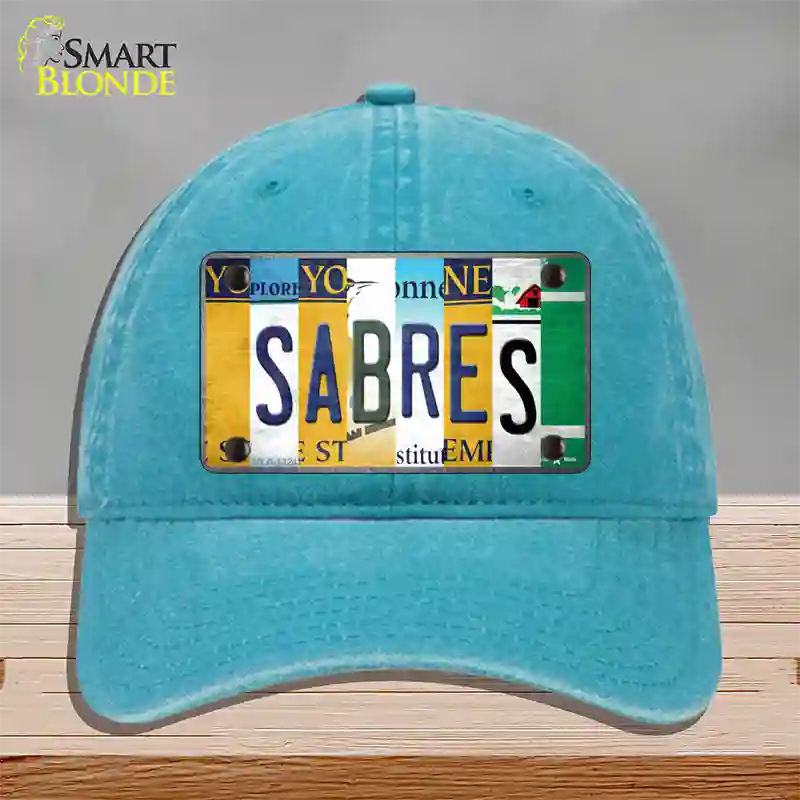 Sabres Strip Art Novelty License Plate Hat Tag Unconstructed Cotton / Lake Blue