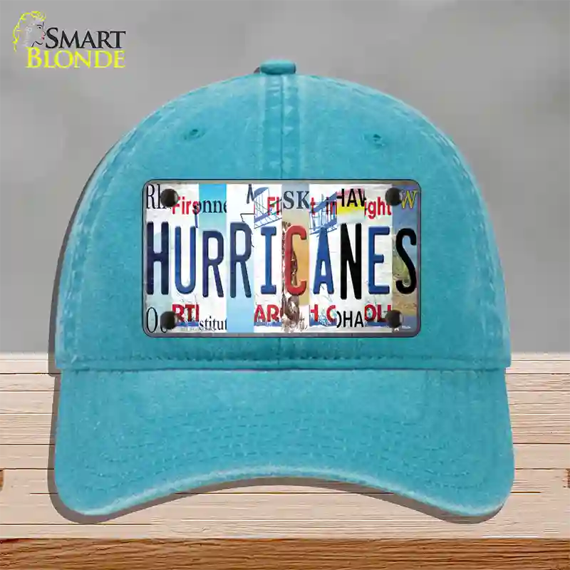 Hurricanes Strip Art Novelty License Plate Hat Tag Unconstructed Cotton / Lake Blue