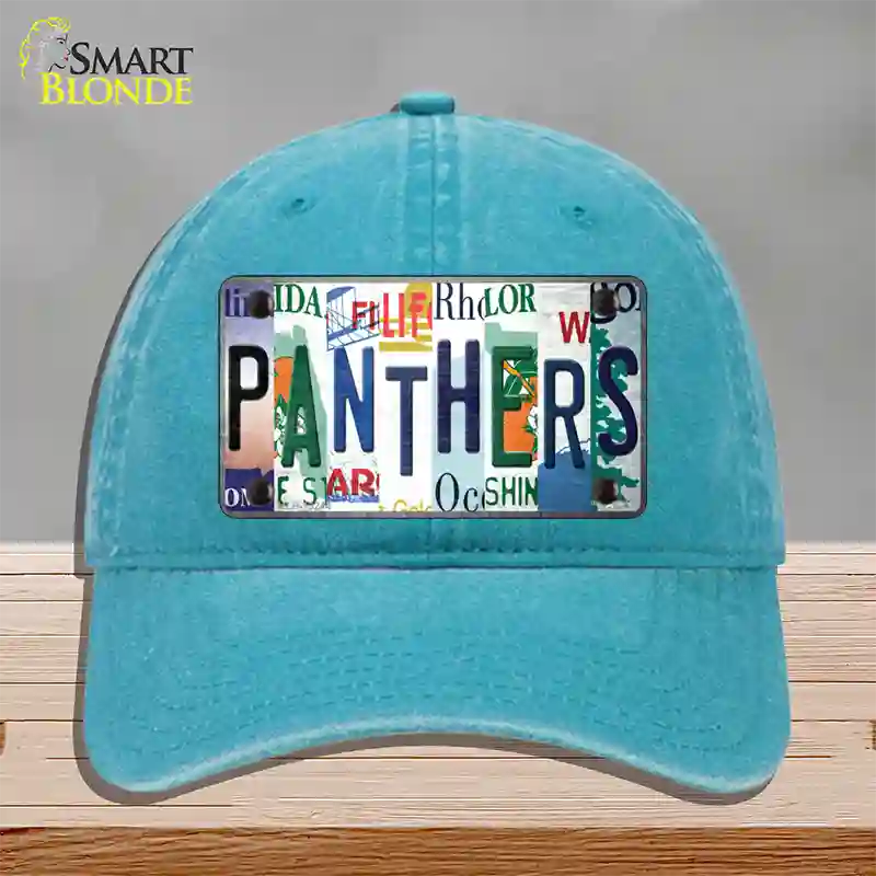 Panthers Hockey Strip Art Novelty License Plate Hat Tag Unconstructed Cotton / Lake Blue