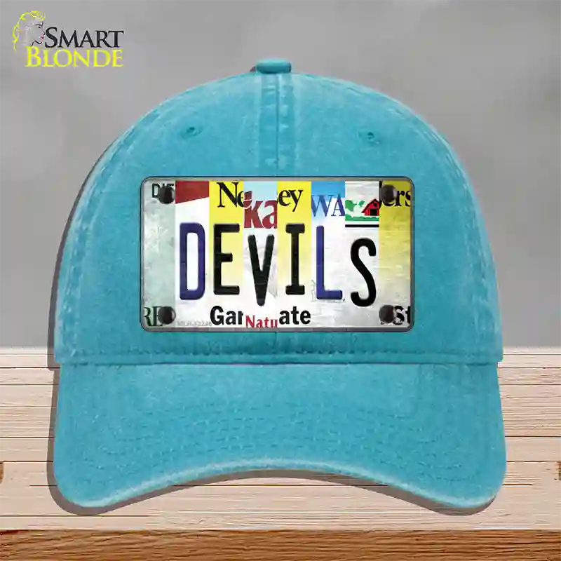 Devils Strip Art Novelty License Plate Hat Tag Unconstructed Cotton / Lake Blue