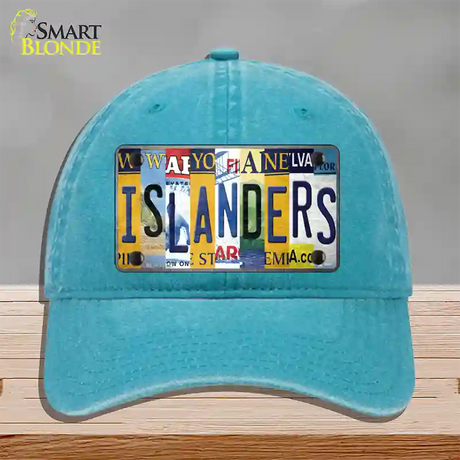 Islanders Strip Art Novelty License Plate Hat Tag Unconstructed Cotton / Lake Blue