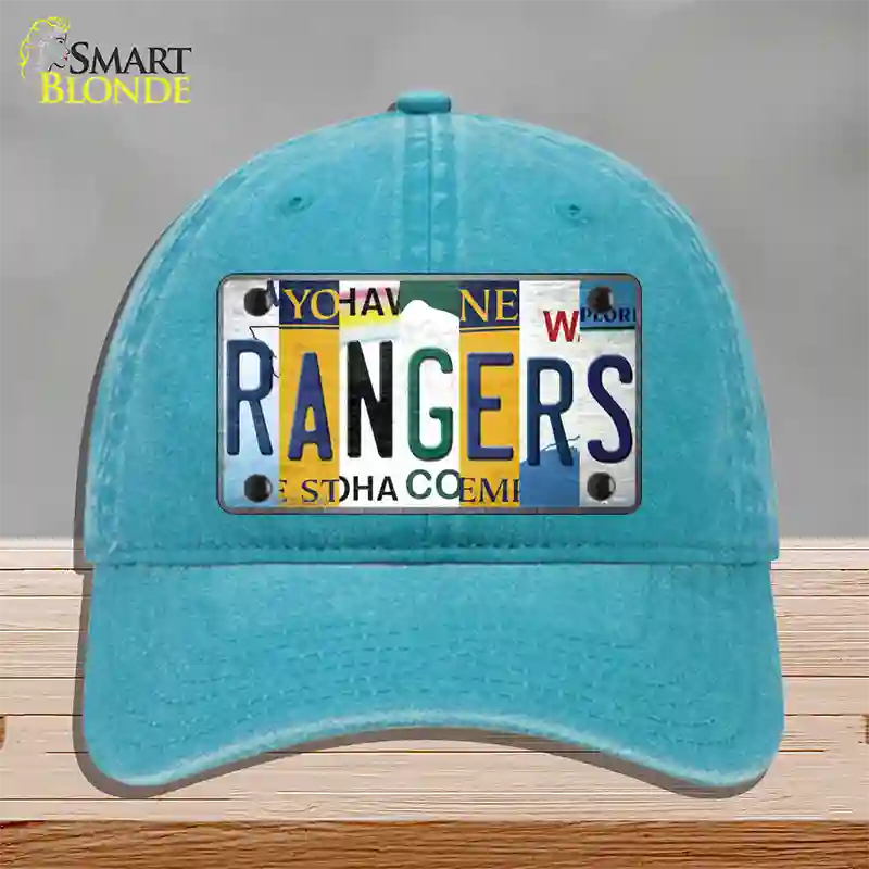 Rangers Hockey Strip Art Novelty License Plate Hat Tag Unconstructed Cotton / Lake Blue