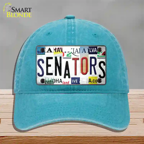 Senators Strip Art Novelty License Plate Hat Tag Unconstructed Cotton / Lake Blue