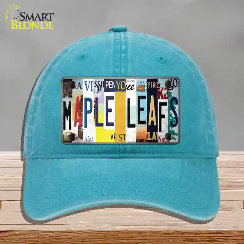 Maple Leafs Strip Art Novelty License Plate Hat Tag Unconstructed Cotton / Lake Blue