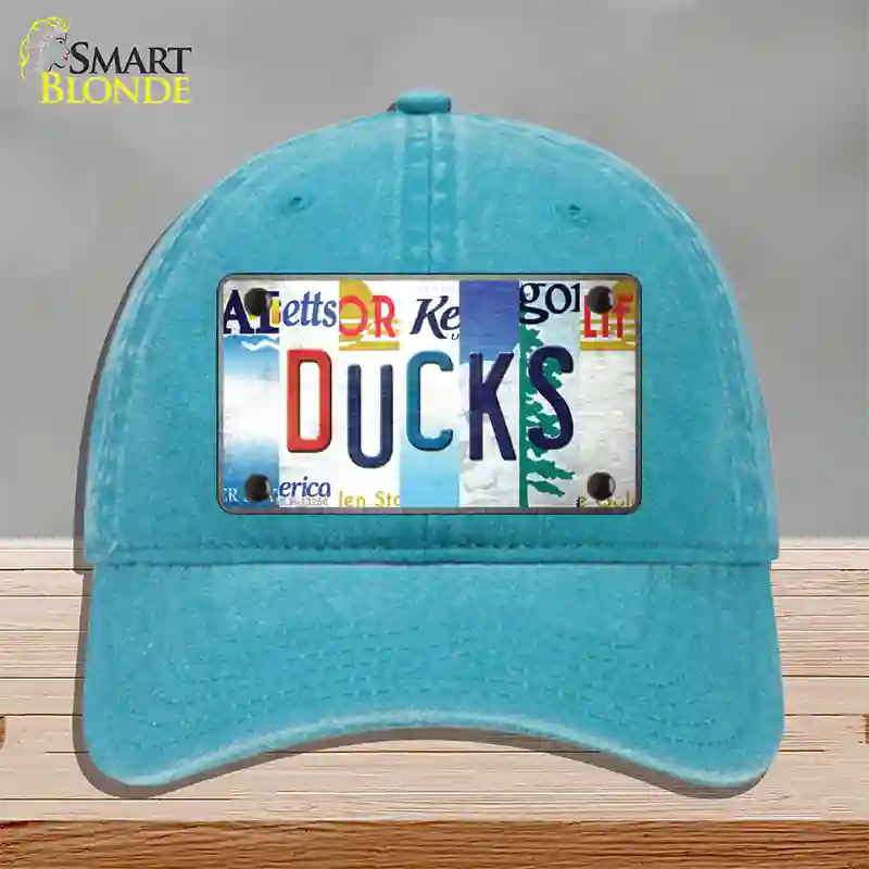 Ducks Strip Art Novelty License Plate Hat Tag Unconstructed Cotton / Lake Blue