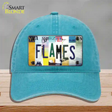 Flames Strip Art Novelty License Plate Hat Tag Unconstructed Cotton / Lake Blue