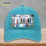 Blackhawks Strip Art Novelty License Plate Hat Tag Unconstructed Cotton / Lake Blue