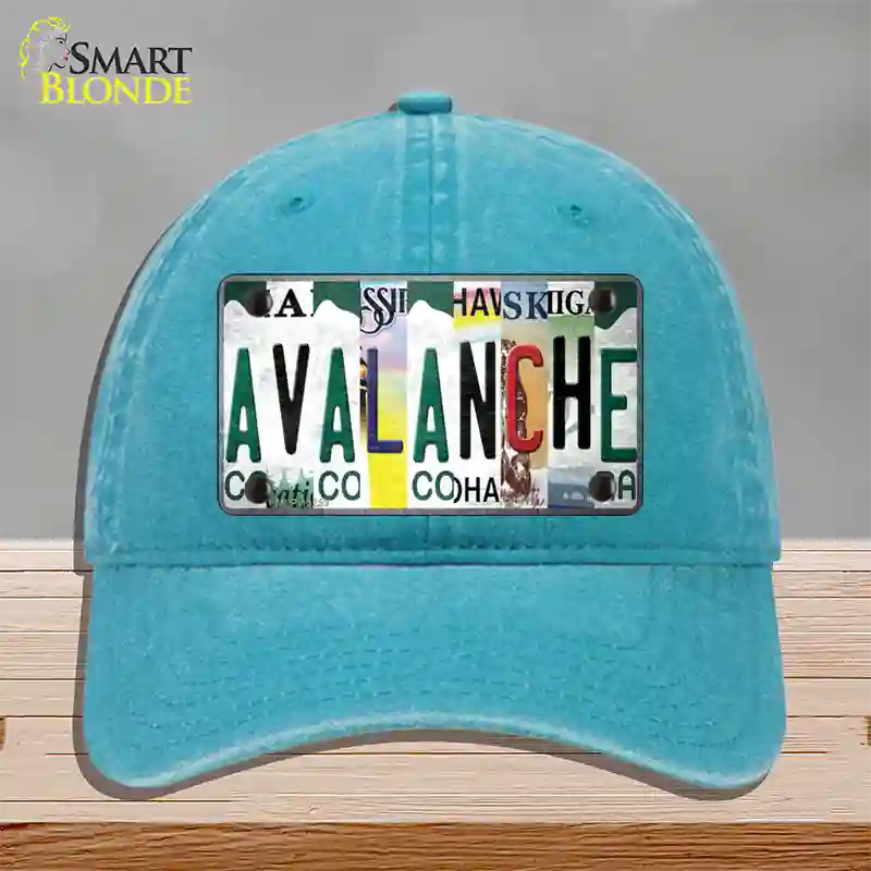 Avalanche Strip Art Novelty License Plate Hat Tag Unconstructed Cotton / Lake Blue