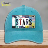 Stars Strip Art Novelty License Plate Hat Tag Unconstructed Cotton / Lake Blue