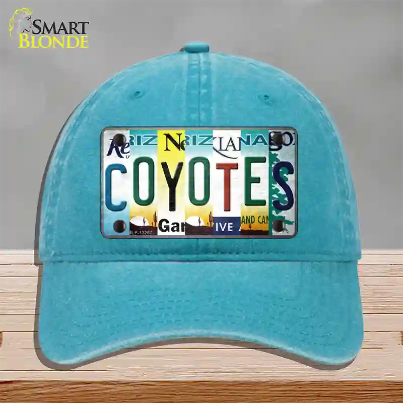 Coyotes Strip Art Novelty License Plate Hat Tag Unconstructed Cotton / Lake Blue