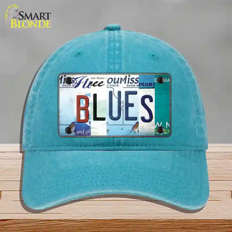 Blues Strip Art Novelty License Plate Hat Tag Unconstructed Cotton / Lake Blue