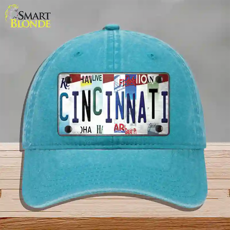 Cincinnati Strip Art Novelty License Plate Hat Tag Unconstructed Cotton / Lake Blue