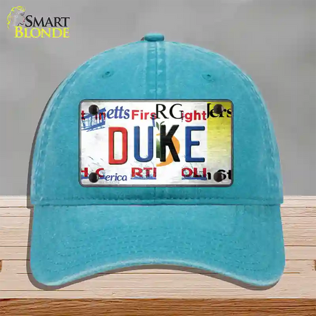 Duke Strip Art Novelty License Plate Hat Tag Unconstructed Cotton / Lake Blue