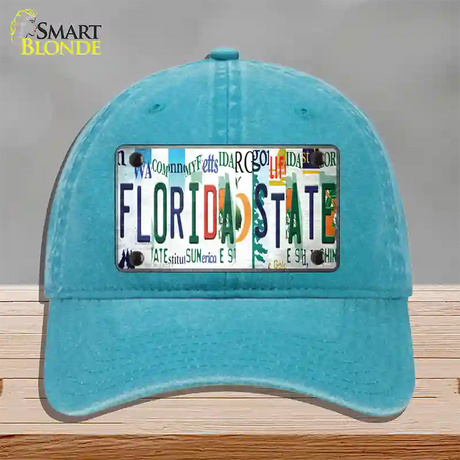 Florida State Strip Art Novelty License Plate Hat Tag Unconstructed Cotton / Lake Blue