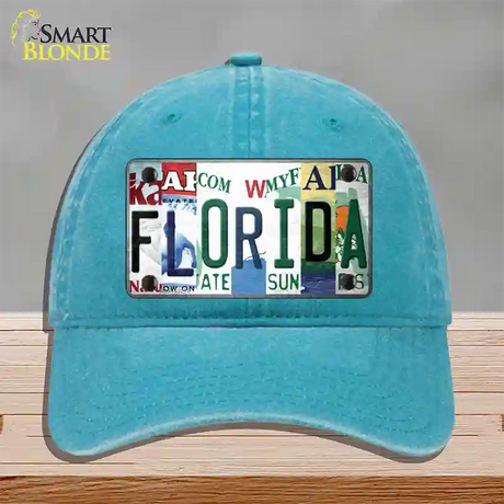 Florida Strip Art Novelty License Plate Hat Tag Unconstructed Cotton / Lake Blue