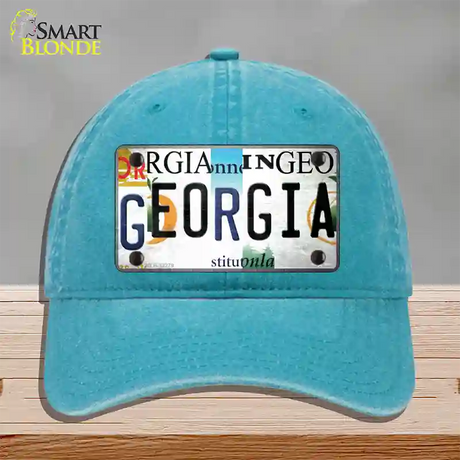 Georgia Strip Art Novelty License Plate Hat Tag Unconstructed Cotton / Lake Blue