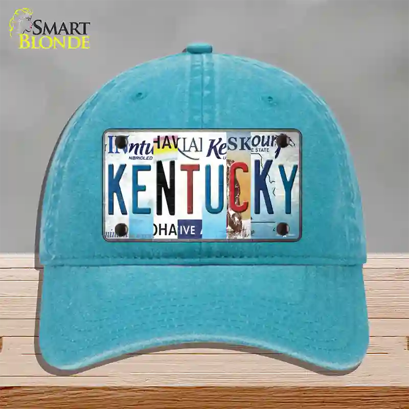 Kentucky Strip Art Novelty License Plate Hat Tag Unconstructed Cotton / Lake Blue