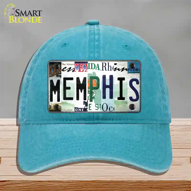 Memphis Strip Art Novelty License Plate Hat Tag Unconstructed Cotton / Lake Blue