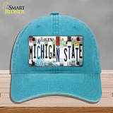 Michigan State Strip Art Novelty License Plate Hat Tag Unconstructed Cotton / Lake Blue