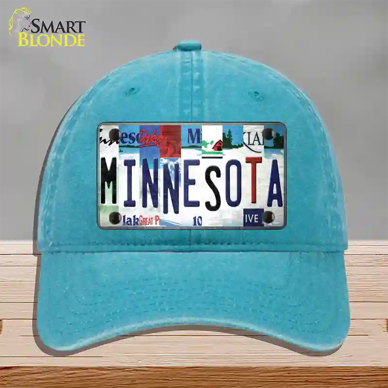 Minnesota Strip Art Novelty License Plate Hat Tag Unconstructed Cotton / Lake Blue