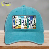 Nebraska Strip Art Novelty License Plate Hat Tag Unconstructed Cotton / Lake Blue