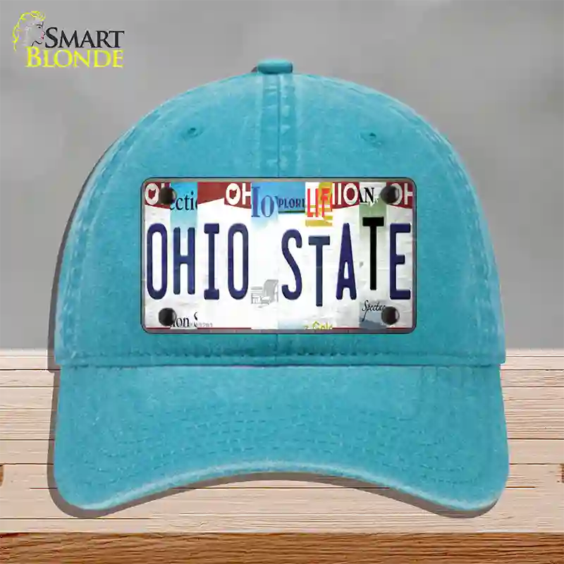 Ohio State Strip Art Novelty License Plate Hat Tag Unconstructed Cotton / Lake Blue