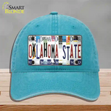 Oklahoma State Strip Art Novelty License Plate Hat Tag Unconstructed Cotton / Lake Blue