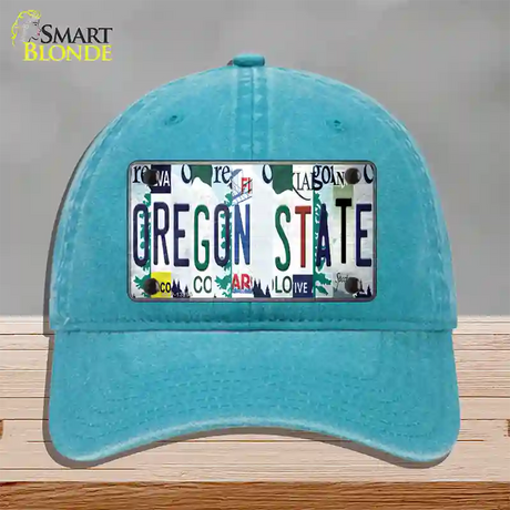 Oregon State Strip Art Novelty License Plate Hat Tag Unconstructed Cotton / Lake Blue