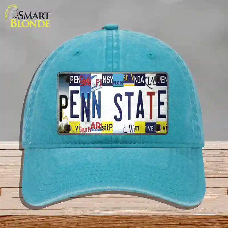 Penn State Strip Art Novelty License Plate Hat Tag Unconstructed Cotton / Lake Blue