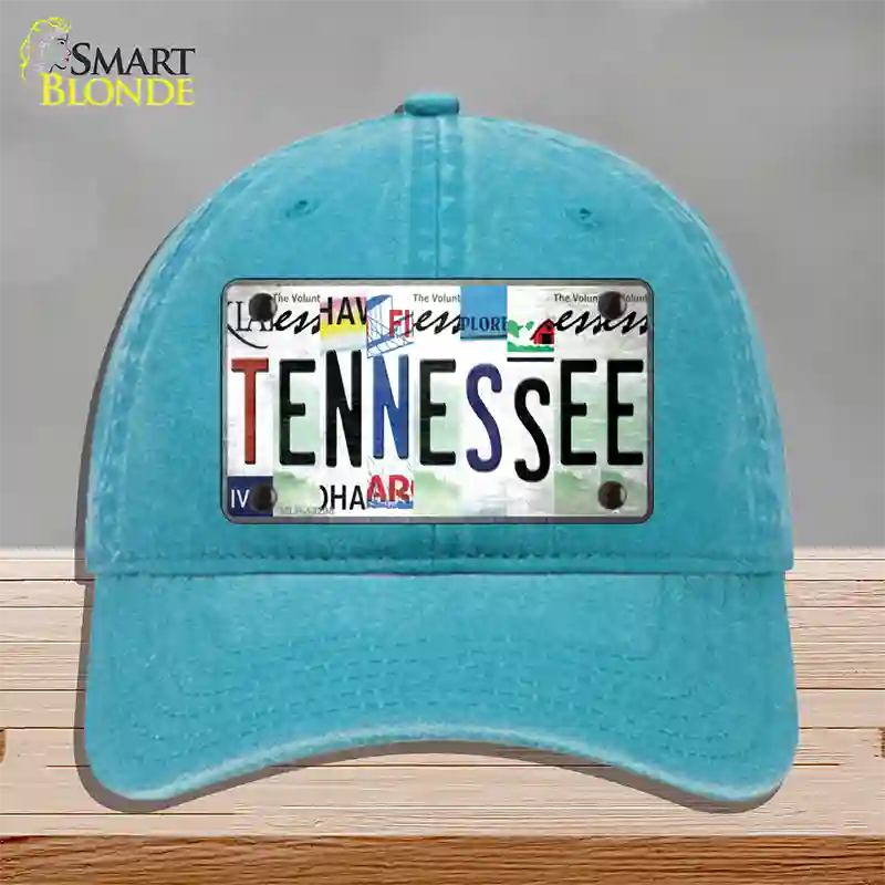 Tennessee Strip Art Novelty License Plate Hat Tag Unconstructed Cotton / Lake Blue