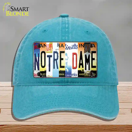 Notre Dame Strip Art Novelty License Plate Hat Tag Unconstructed Cotton / Lake Blue