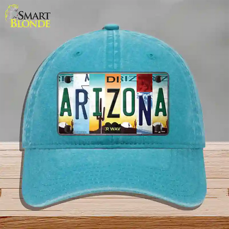 Arizona Strip Art Novelty License Plate Hat Tag Unconstructed Cotton / Lake Blue