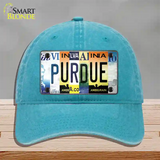 Purdue Strip Art Novelty License Plate Hat Tag Unconstructed Cotton / Lake Blue