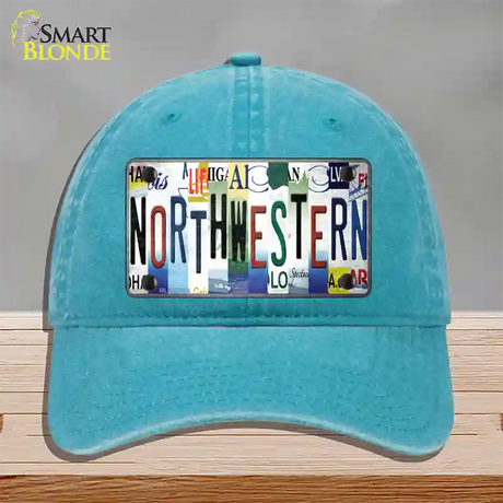 Northwestern Strip Art Novelty License Plate Hat Tag Unconstructed Cotton / Lake Blue