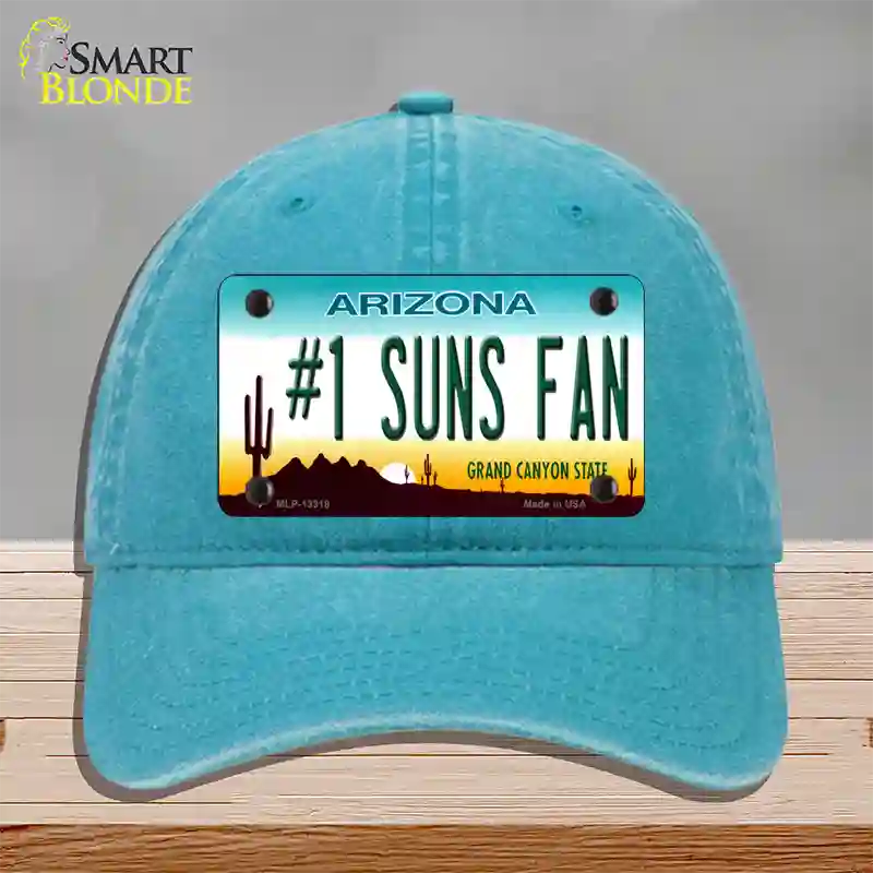 Number 1 Suns Fan Novelty License Plate Hat Tag Unconstructed Cotton / Lake Blue