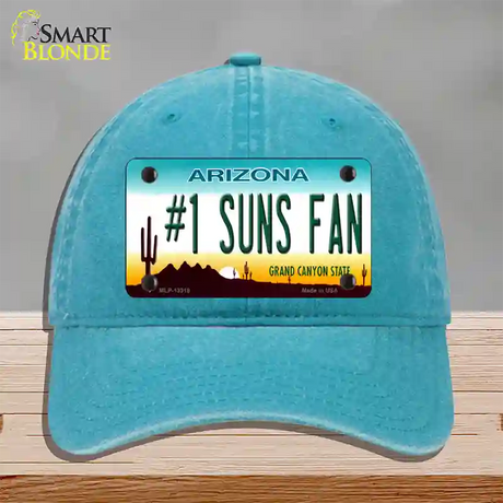 Number 1 Suns Fan Novelty License Plate Hat Tag Unconstructed Cotton / Lake Blue