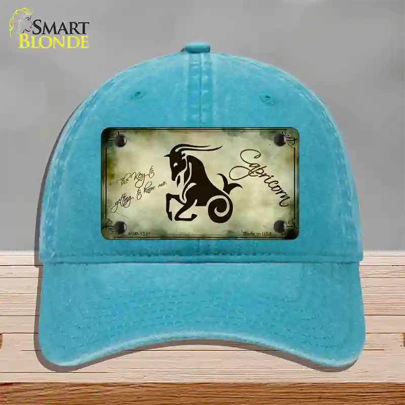 Capricorn Zodiac Novelty License Plate Hat Unconstructed Cotton / Lake Blue