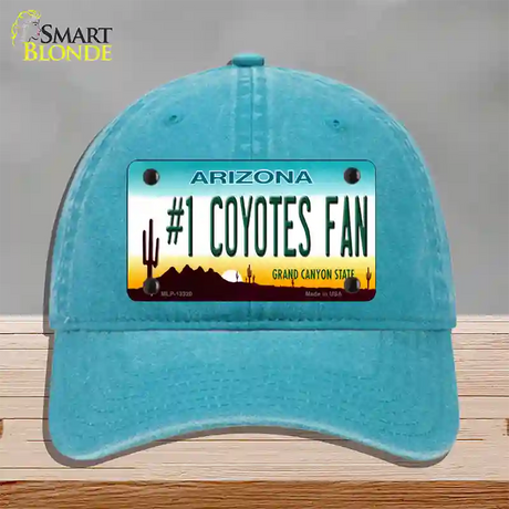 Number 1 Coyotes Fan Novelty License Plate Hat Tag Unconstructed Cotton / Lake Blue