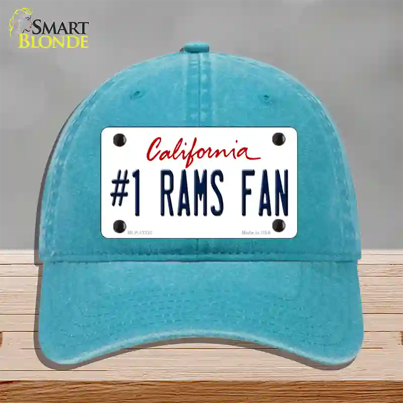 Number 1 Rams Fan Novelty License Plate Hat Tag Unconstructed Cotton / Lake Blue